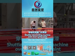 Shuttle rotomolding máy cửa phun sơn máy sản xuất video